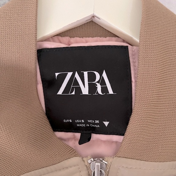Zara Women's satin Champagne Bomber Jacket - Picture 6 of 11